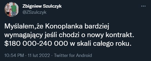 TYLE ma zarabiać Konoplyanka w Cracovii!